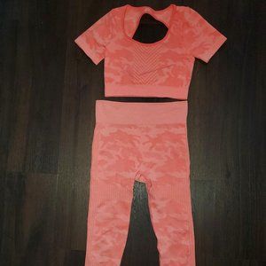 Pink camo workout gym yoga set